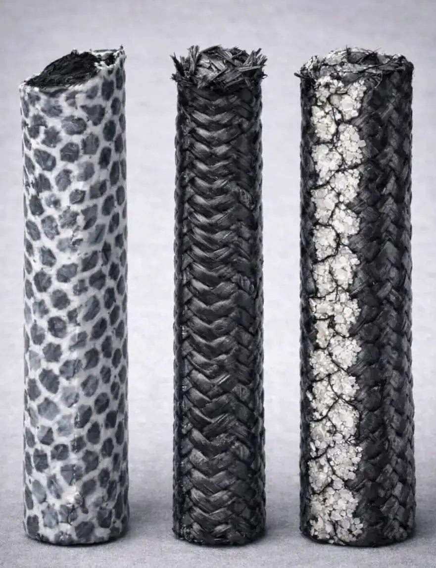 Carbon and graphite gland packing for high-temperature steam valve and pump sealing