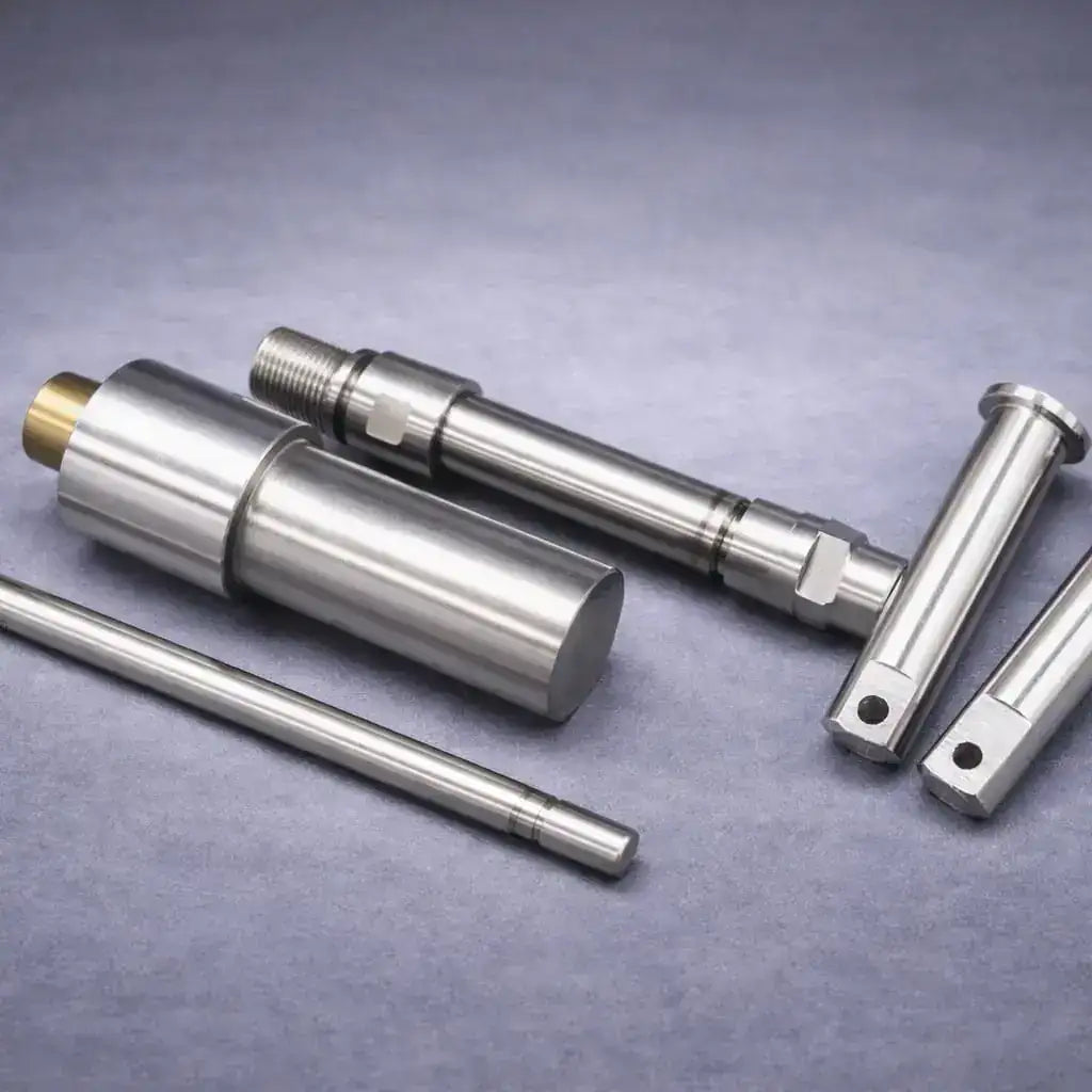 Custom machined metal shafts and drive pins for industrial pumps, gearboxes and OEM machinery