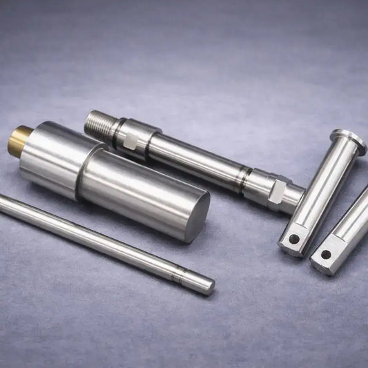 Custom machined metal shafts and drive pins for industrial pumps, gearboxes and OEM machinery