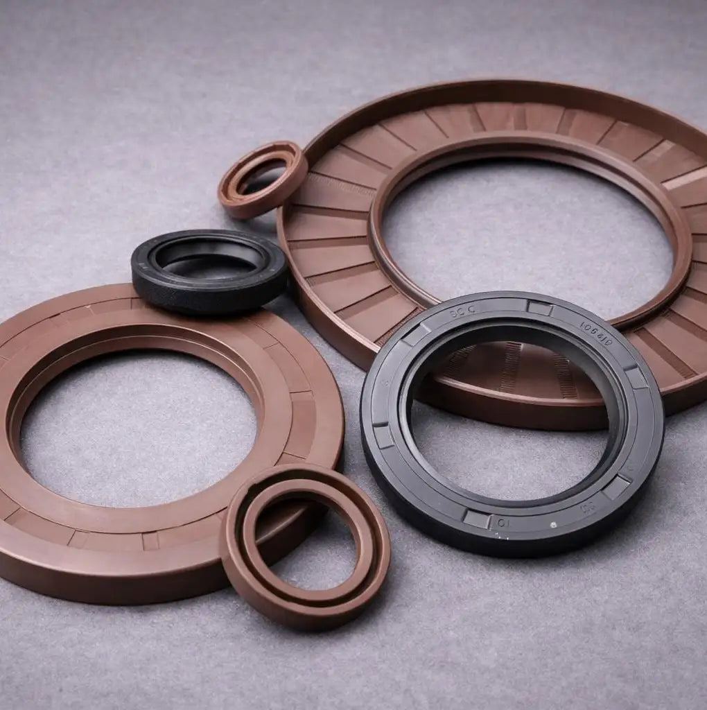 Custom oil seals and rotary shaft seals in assorted sizes for industrial gearboxes, pumps and rotating machinery applications across South Africa and Africa.