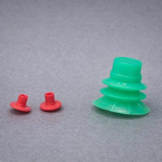Rubber suction cups in flat and bellows styles for vacuum pick-and-place and packaging machinery
