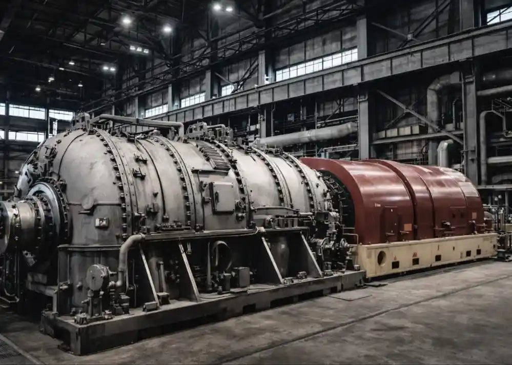 Industrial steam turbine and generator assembly in power generation plant for high-temperature sealing applications